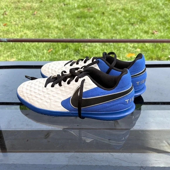 Nike Blue and White Indoor Soccer Shoes - Picture 1 of 8